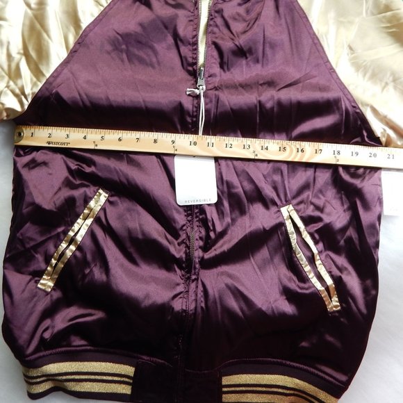 Pacsun Reversible Bomber Jacket Womens Purple And Gold Size M - Picture 10 of 10